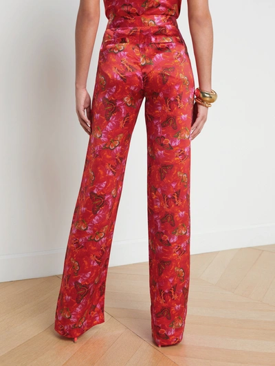 Shop L Agence Livvy Silk Straight-leg Trouser In Multi Butterfly Petal