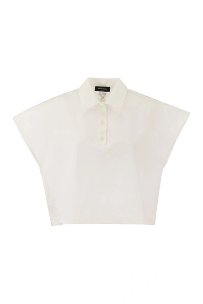 Shop Fabiana Filippi Cotton Cropped Polo Shirt In White