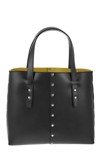 Shop Fabiana Filippi Leather And Studded Tote Bag In Black