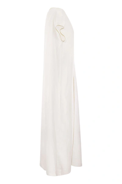 Shop Fabiana Filippi Linen V-neck Dress In White