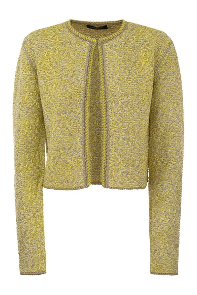Shop Fabiana Filippi Short Tweed Cardigan In Yellow/gold