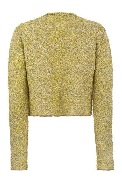 Shop Fabiana Filippi Short Tweed Cardigan In Yellow/gold