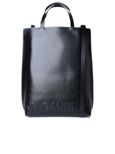 Shop Ganni Medium 'banner' Black Leather Bag