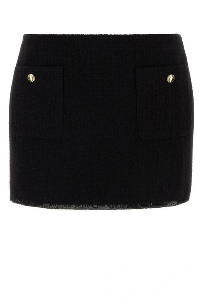 Miu Miu Sequin-trim Knitted Miniskirt In Black