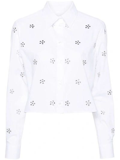 Shop Msgm Shirt With Rhinestones In White