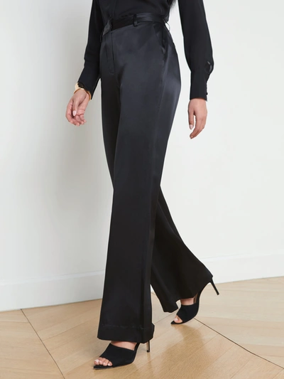 Shop L Agence Pilar Silk Wide-leg Pant In Black Silk