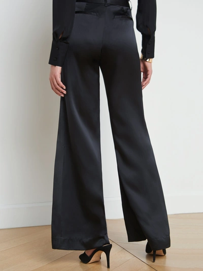 Shop L Agence Pilar Silk Wide-leg Pant In Black Silk