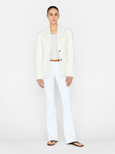 Shop Frame Le High Flare Jeans Blanc Denim In White