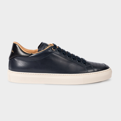 Shop Paul Smith Dark Navy Leather 'banf' Trainers Blue In Blues