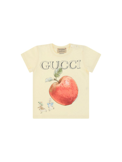 Shop Gucci Kids X Peter Rabbit Apple Printed Crewneck T In Beige