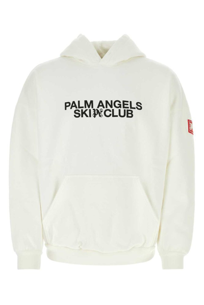 Shop Palm Angels Ski Club Logo Printed Hoodie In White