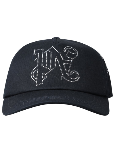 Shop Palm Angels Monogram Embellished Baseball Cap In Black