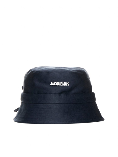 Shop Jacquemus Logo Lettering Bucket Hat In Blue