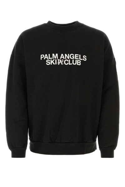 Shop Palm Angels Logo Printed Crewneck Sweatshirt In Black