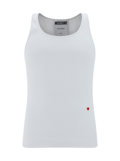 Shop Moschino Heart Embroidered Ribbed In White