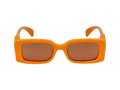 Shop Gucci Eyewear Rectangle Frame Sunglasses In Orange