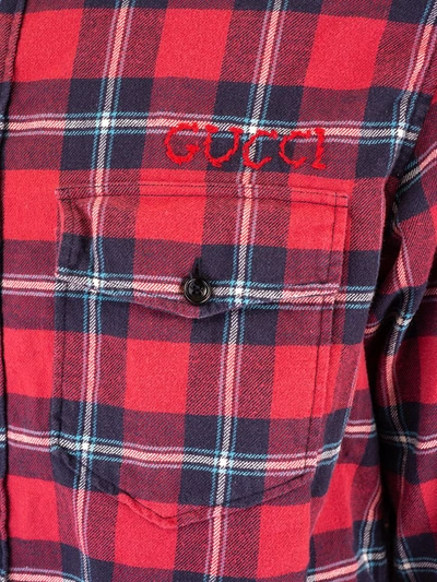 Shop Gucci Shirts In Red+blue