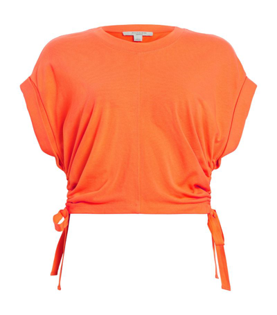Shop Allsaints Cropped Ruched Mira T-shirt In Orange