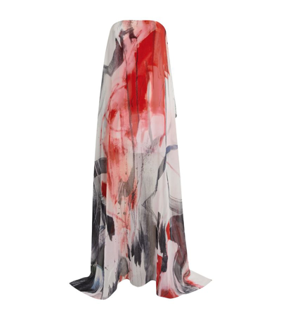 Shop Koltson Silk Strapless Draped Gown In Multi