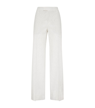 Shop Brunello Cucinelli Linen-cotton-blend Pinstripe Tailored Trousers In White