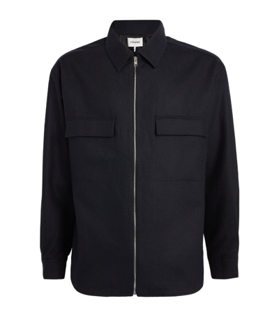 Shop Frame Wool-blend Zip-up Jacket In Navy