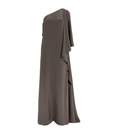 Shop Koltson Silk One-shoulder Gown In Grey