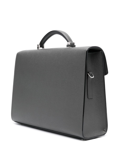 Shop Valextra Iside Leather Handbag In Grey