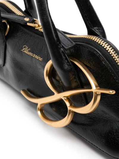 Shop Blumarine Logo Mini Baguette Crossbody Bag In Black