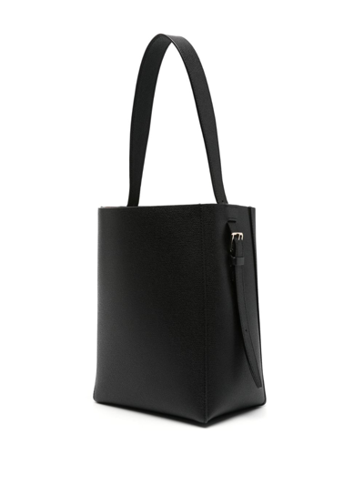 Shop Valextra Small Leather Bucket Bag In Black