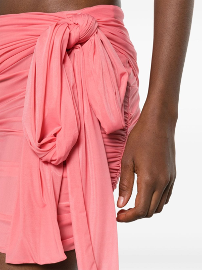Shop Blumarine Bow Detail Draped Mini Skirt In Pink