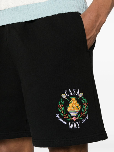 Shop Casablanca Casa Way Organic Cotton Shorts In Black