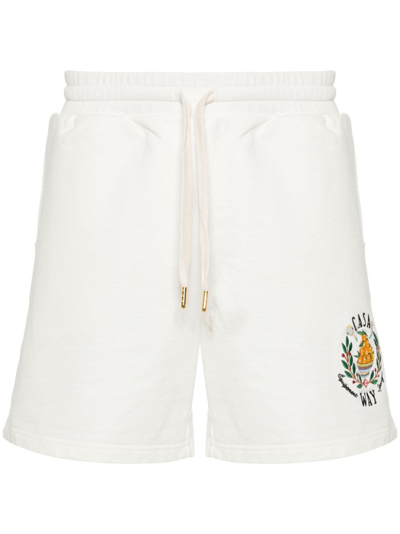 Shop Casablanca Casa Way Organic Cotton Shorts In White