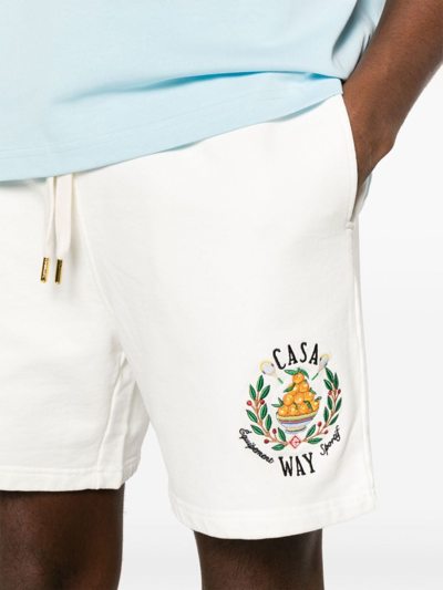 Shop Casablanca Casa Way Organic Cotton Shorts In White