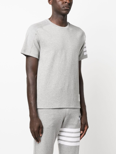 Shop Thom Browne 4bar Cotton T-shirt In Grey