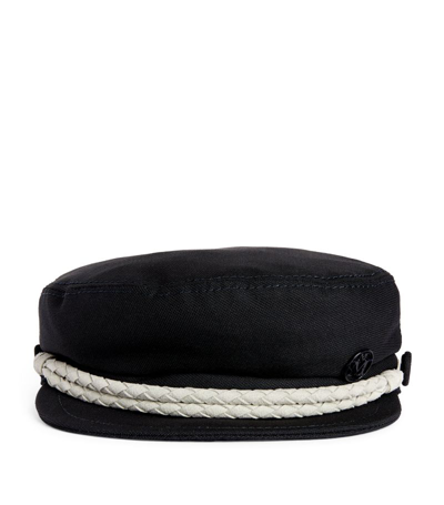 Shop Maison Michel Kids Wool Abby Hat In Navy