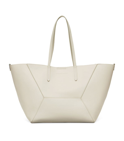 Shop Brunello Cucinelli Leather Tote Bag In White