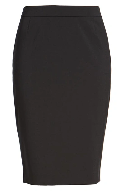 Shop Hugo Boss Vilea Tropical Stretch Wool Pencil Skirt In Black