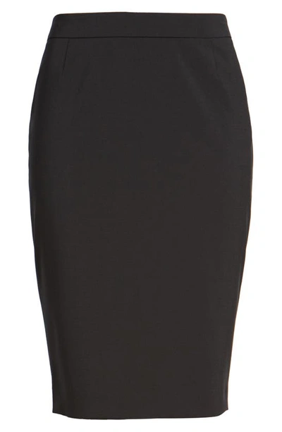 Hugo Boss Pencil Skirt In Italian Stretch Virgin Wool In Black