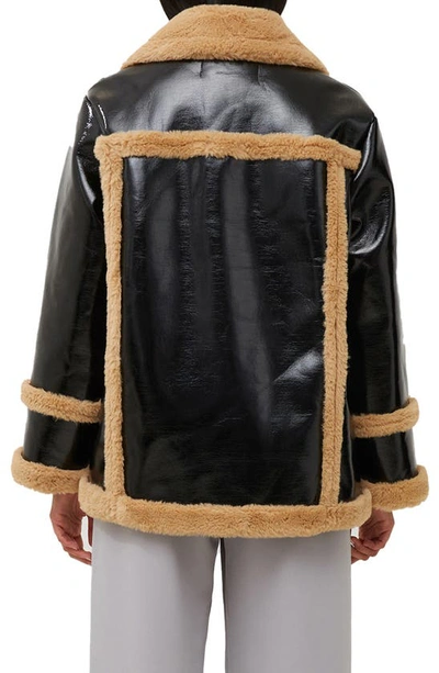 Shop French Connection Filpa Faux Shearling Coat In Black Multi