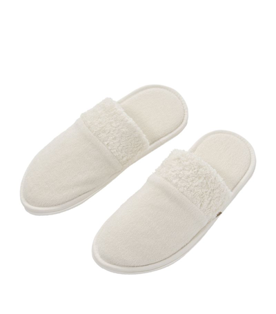Shop Abyss & Habidecor Egyptian Cotton Christine Slippers (38/40) In Ivory