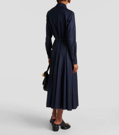 Shop Emilia Wickstead Marione Checked Wool Shirt Dress In Blue