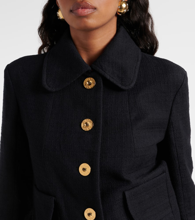 Patou Crepe-trimmed Felt Jacket In Black