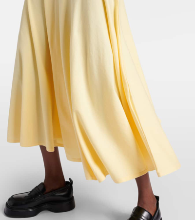 Shop Plan C Pleated Knit Midi Skirt In Yellow