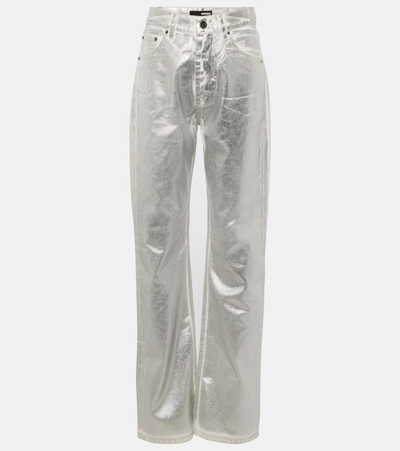 Rotate Birger Christensen Silver Pants In Organic Denim In Silver