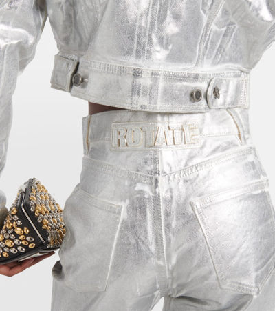 Rotate Birger Christensen Silver Pants In Organic Denim In Silver