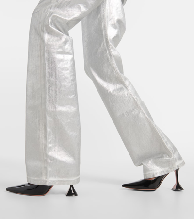 Rotate Birger Christensen Silver Pants In Organic Denim In Silver