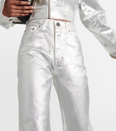 Rotate Birger Christensen Silver Pants In Organic Denim In Silver