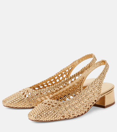 Souliers Martinez Nova Terragona Leather Slingback Pumps In Gold