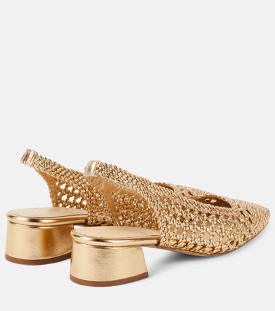 Souliers Martinez Nova Terragona Leather Slingback Pumps In Gold