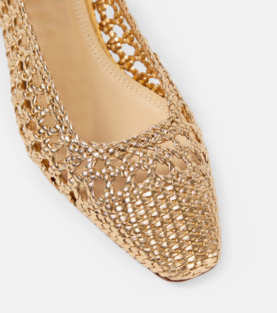 Souliers Martinez Nova Terragona Leather Slingback Pumps In Gold